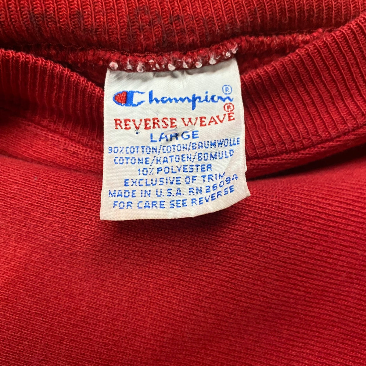 Vintage Red Champion Reverse Weave Size: L