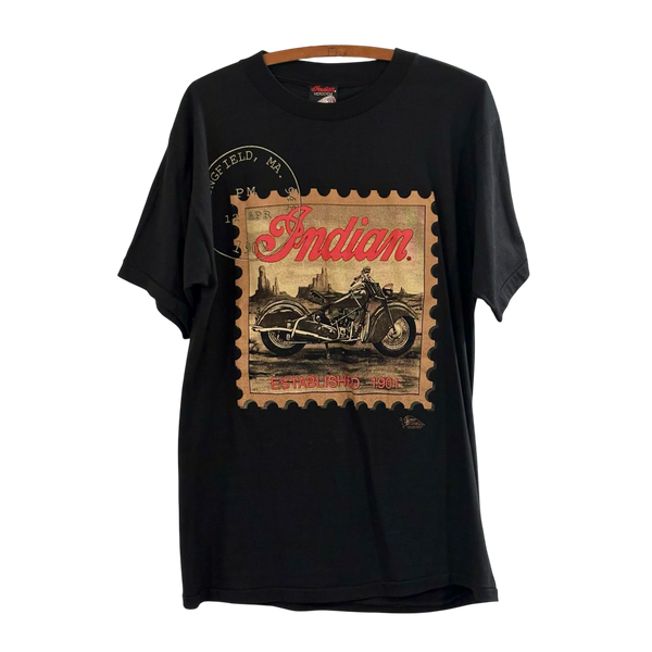 Vintage 1991 Indian Motocycle Postage Stamp Tee Size: L