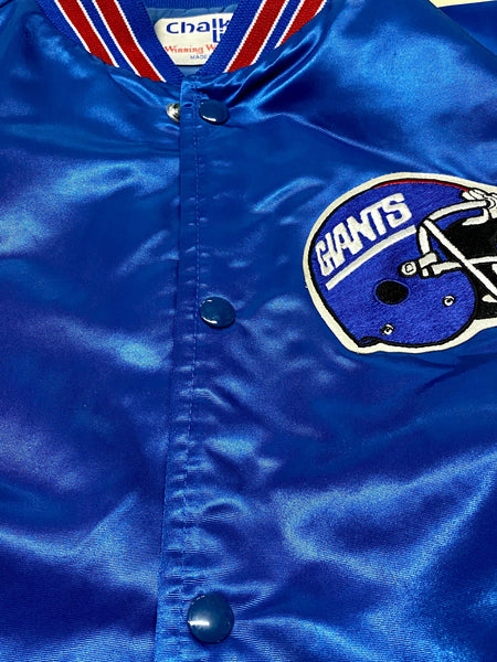 Vintage 1980's New York Giants Chalk Line Satin Bomber Jacket Size